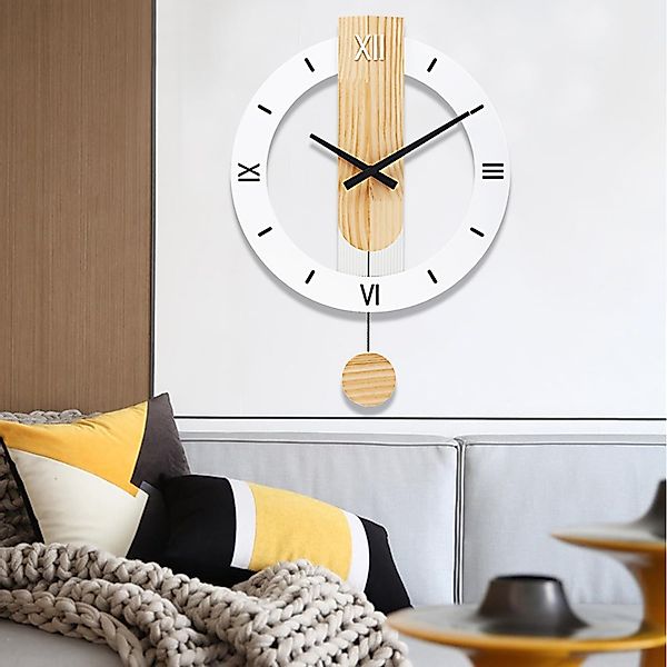 RWEUOQ Wanduhr Wanduhr Holz mit Pendel, günstig online kaufen