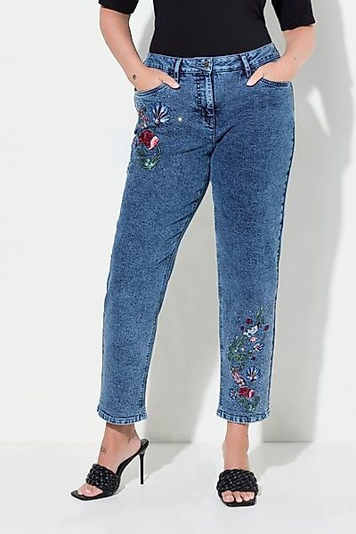 MIAMODA Regular-fit-Jeans Jeans Loose Fit Blumen-Stickerei günstig online kaufen