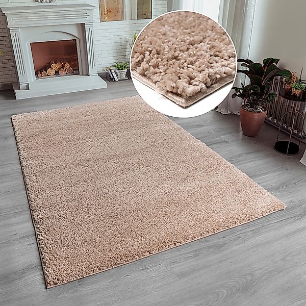 my home Hochflor-Teppich "Shaggy 30" rechteckig 30 mm Höhe Teppich, Uni Far günstig online kaufen