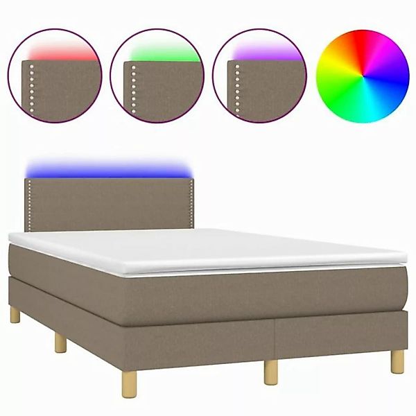 vidaXL Boxspringbett Boxspringbett mit Matratze LED Taupe 120x200 cm Stoff günstig online kaufen