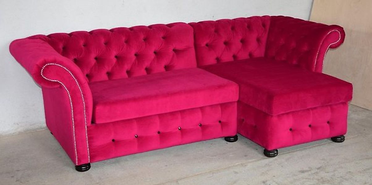 JVmoebel Ecksofa Chesterfield Eckcouch Couch Rosa Textil Sofa Couchen Sofas günstig online kaufen