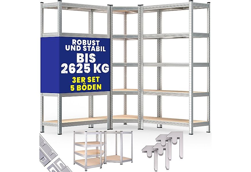 monzana Schwerlastregal, 3er Set Eckregal 2625 kg 15 MDF-Platten Regal Lage günstig online kaufen