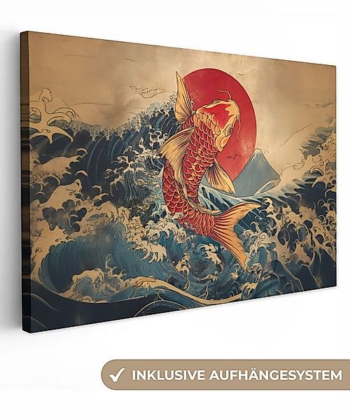 OneMillionCanvasses® Leinwandbild Koi - Meer - Wellen - Sonne, Fotodruck (1 günstig online kaufen