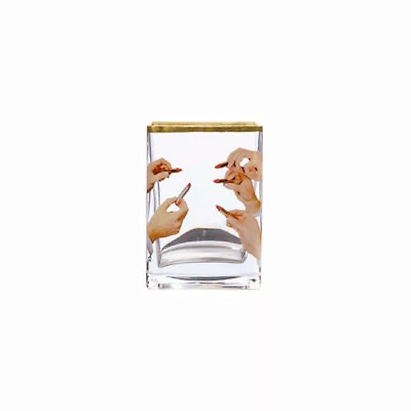 Vase Toiletpaper - Lipsticks glas bunt / 10 x 8 x H 14 cm - Detail aus Gold günstig online kaufen