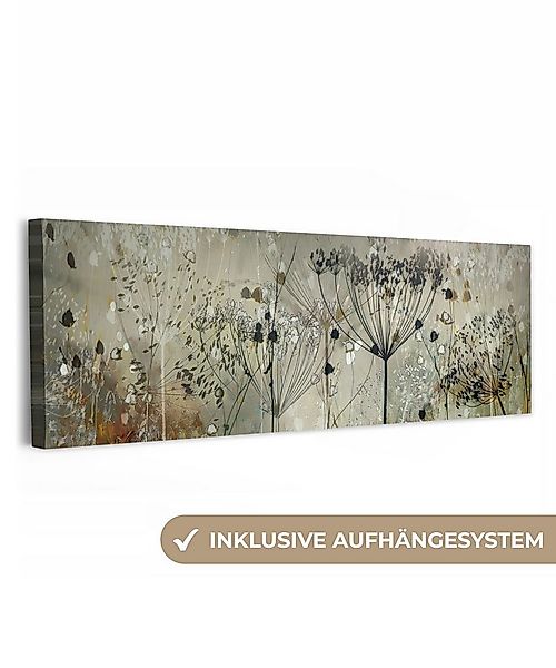 OneMillionCanvasses® Leinwandbild Panorama Blumen - Grau - Natur - Kunst, F günstig online kaufen