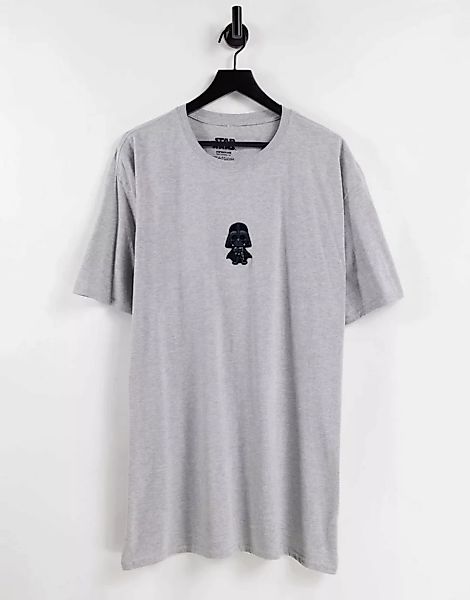 Oversize-T-Shirt mit Darth-Vader-Stickerei-Grau günstig online kaufen