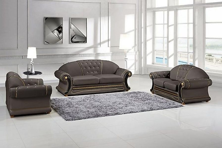 JVmoebel Sofa Schwarze Chesterfield mit Edelstahl 3+2 Sitzer luxus Möbel Ne günstig online kaufen