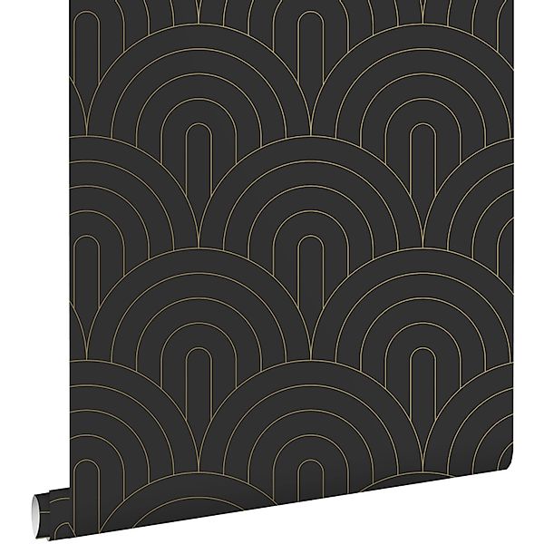 ESTAhome Tapete Art Decó Muster Schwarz-Weiß 53 cm x 10.05 m günstig online kaufen