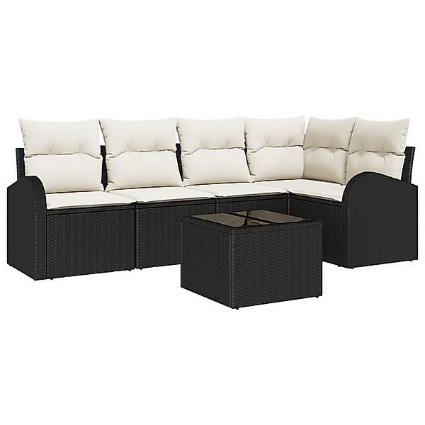 vidaXL Loungesofa 5-teiliges Garten Sofa Set mit Kissen Braun Poly Rattan, günstig online kaufen