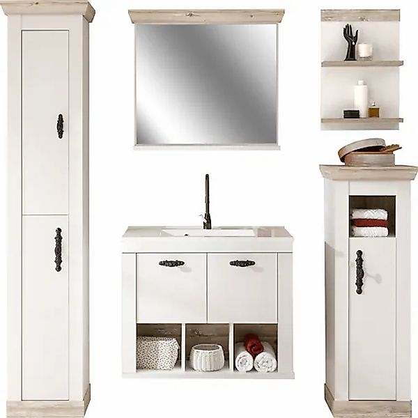 Home affaire Badmöbel-Set »Florenz, Bad im Landhausstil, 5-teiliges Badezim günstig online kaufen