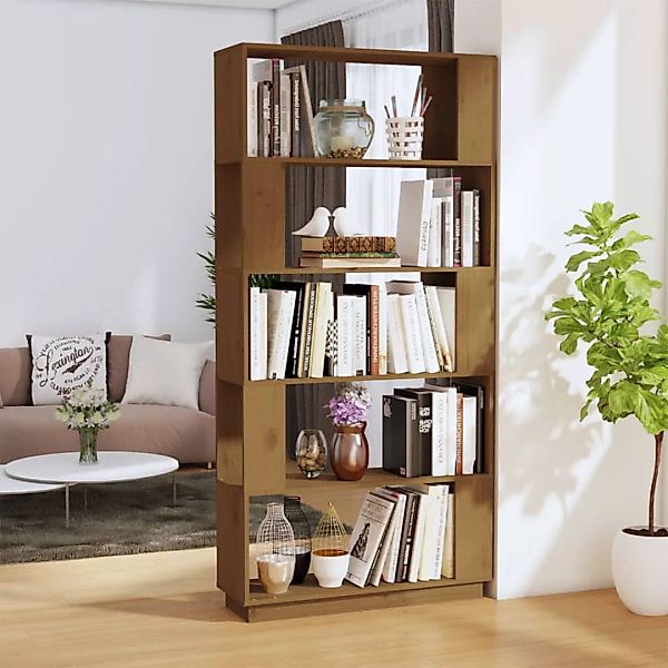 Vidaxl Bücherregal/raumteiler Honigbraun 80x25x163,5 Cm Massivholz günstig online kaufen