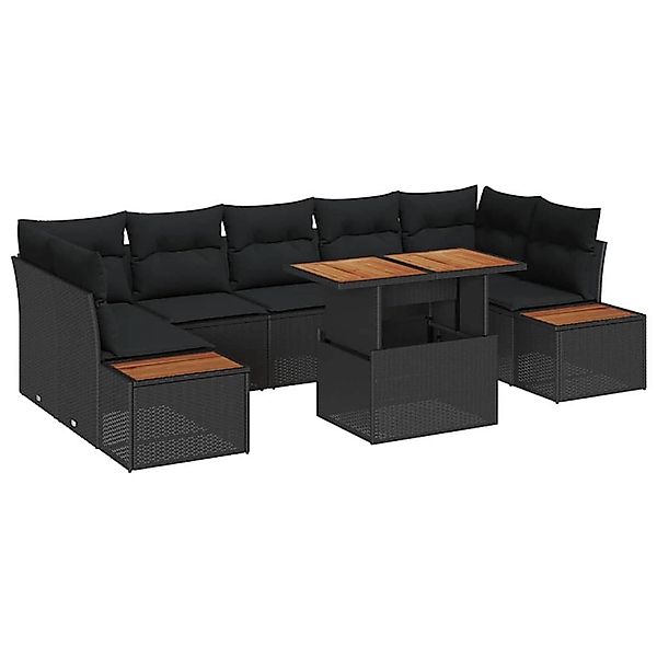 vidaXL Garten-Sofa-Set mit Speicher 8-Tlg Schwarz Poly Rattan 3358782 günstig online kaufen