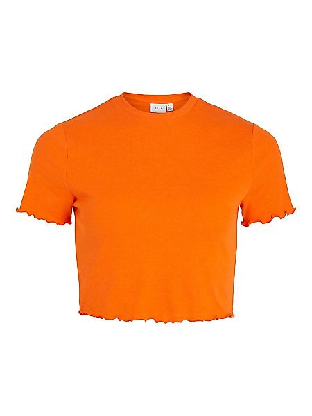 VILA Kurzärmeliges Crop Top Damen Orange günstig online kaufen