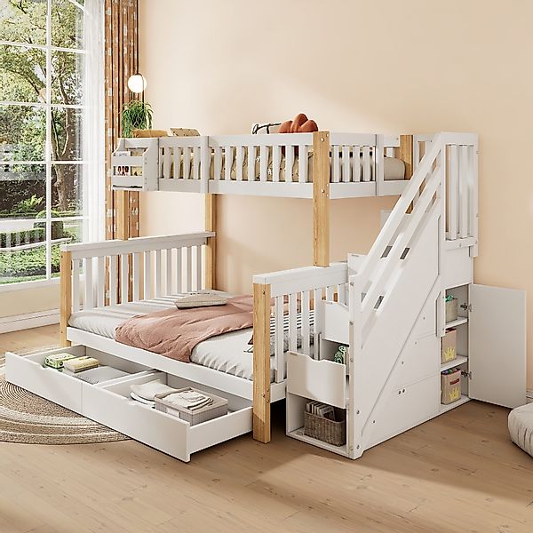 Ulife Etagenbett mit Ablagekorb, Schublade, Treppenschrank, günstig online kaufen