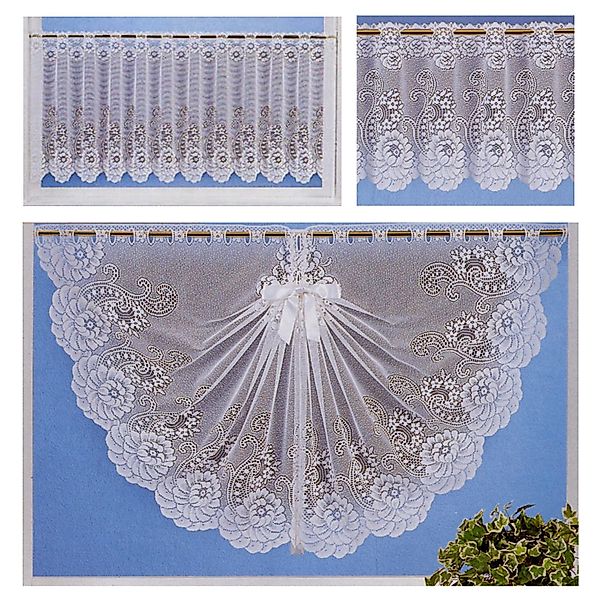 heimtexland Scheibengardine Jacquard Gardine halbtransparent Blumen günstig online kaufen