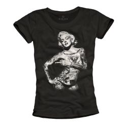MAKAYA Print-Shirt Damen Marilyn Tattoo Kurzarm günstig online kaufen