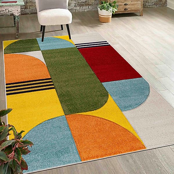 Mazovia Designteppich Modern Geometrischer Teppich Bunt Weich Teppich für W günstig online kaufen