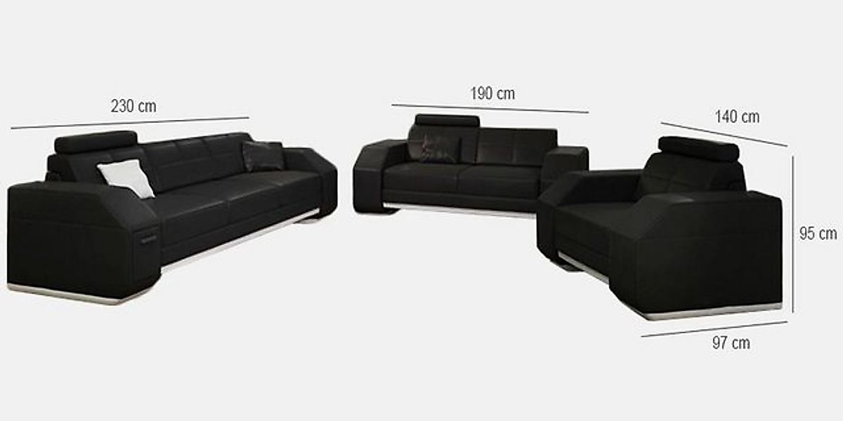 Xlmoebel Sofa Ledersofa Set mit 3-Sitzer, 2-Sitzer und Einzelsessel in Lede günstig online kaufen