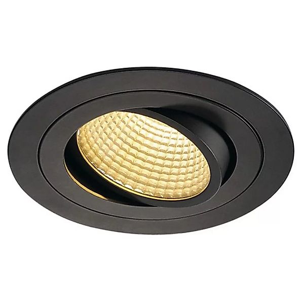 Einflammiger LED-Einbaustrahler New Tria 1, rund, schwarz, Ø 130 mm, 2700K, günstig online kaufen