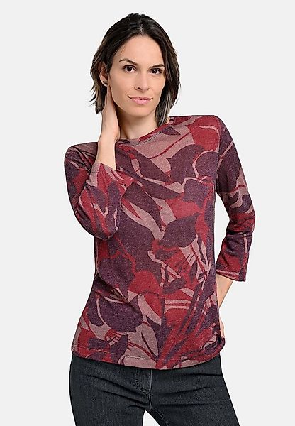 BICALLA T-Shirt Feinstrick-Shirt mit floralem Print in Bordeaux (1-tlg) günstig online kaufen
