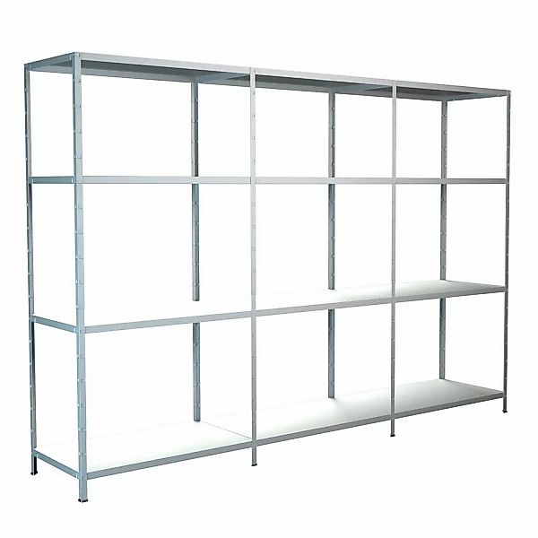 Schulte Steck-Grund- und 2 x Anbauregale 180 cm x 260 cm x 50 cm Weiß günstig online kaufen