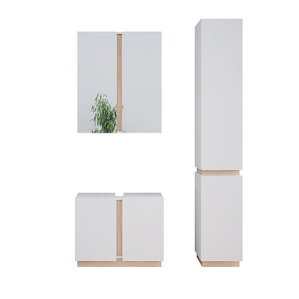 Vicco Badmöbel-Set Gloria, Weiß/Sonoma, 3 Teile, günstig online kaufen