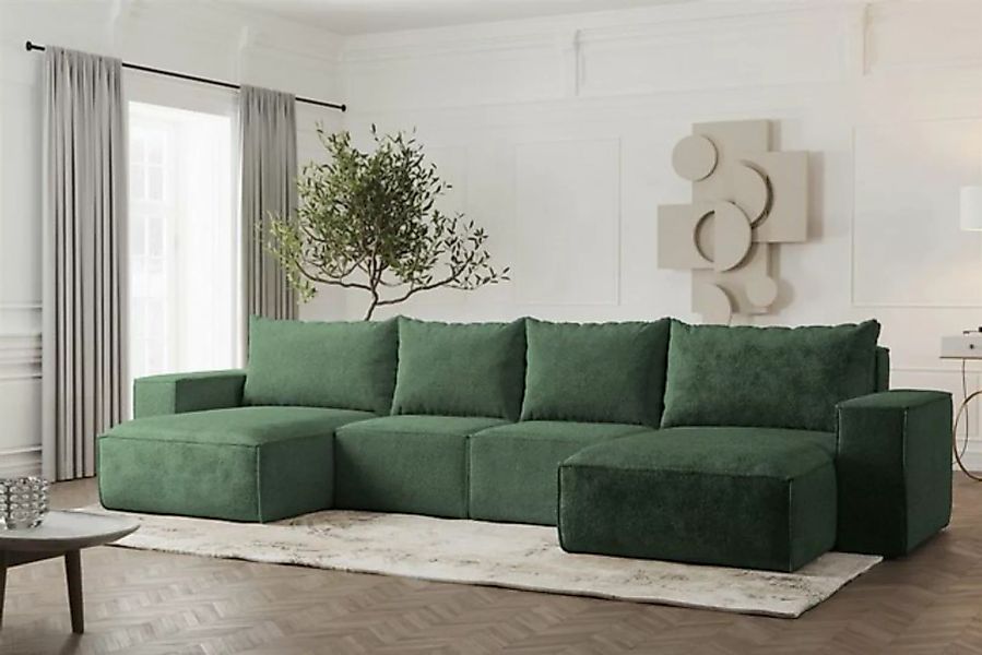 Fun Möbel Wohnlandschaft Sofa U-Form ESTELLE, Rücken echt bezogen günstig online kaufen