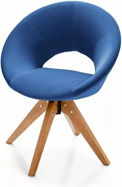 COSTWAY® Akzentstuhl drehbar Polsterstuhl mit Holzbeinen blau günstig online kaufen