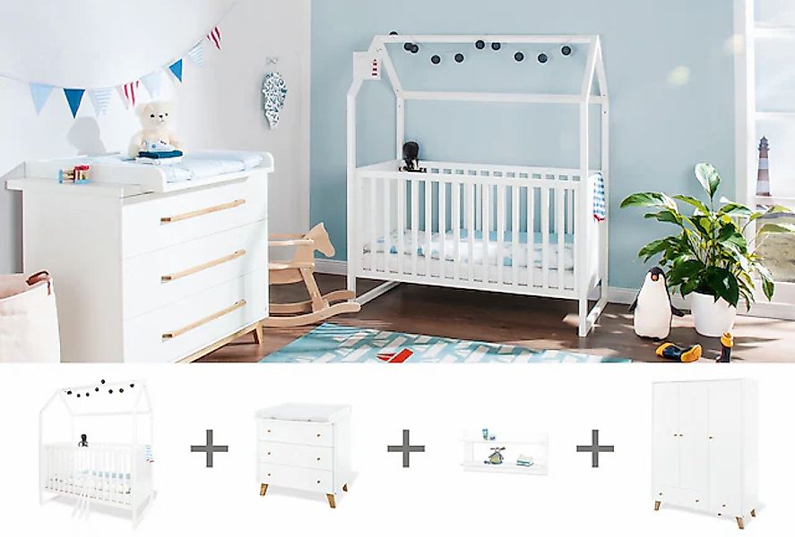 Pinolino® Babyzimmer-Komplettset »Hilda & Pan«, (Set, 4 tlg., Hausbett, Wic günstig online kaufen