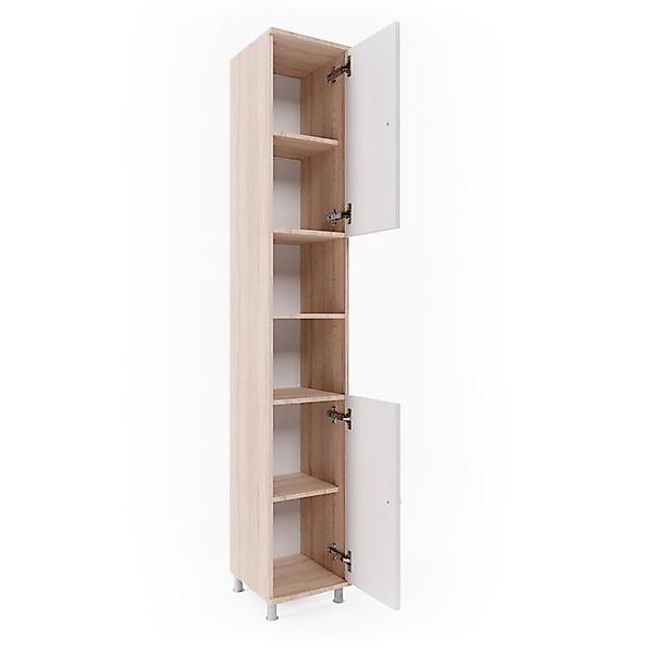 Vicco Badschrank Fynn Weiß/Sonoma/Sonoma 30 x 190 cm günstig online kaufen
