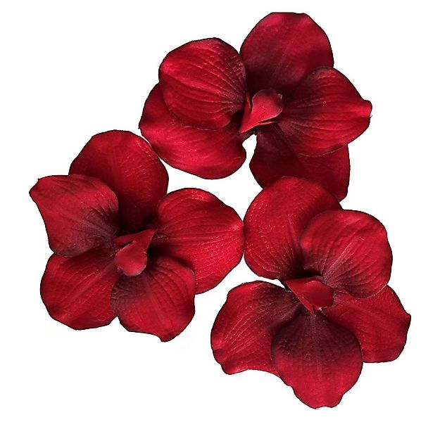 Kunstblume Seiden-Blüten Orchideen rot auf Metall-Clip - 3erSet (Orchidacea günstig online kaufen
