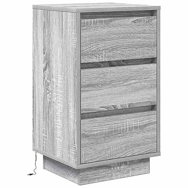 vidaXL Nachttisch mit LED-Leuchten Grau Sonoma 38x34x65 cm 861306 günstig online kaufen