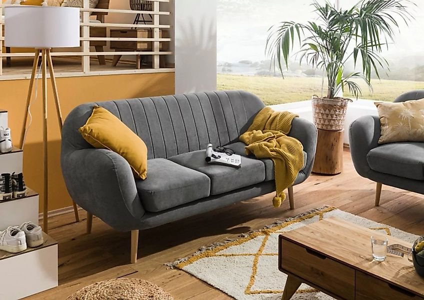 Massivmoebel24 Sofa Sofa 3-Sitzer 190x85x88 grau HOLMA günstig online kaufen