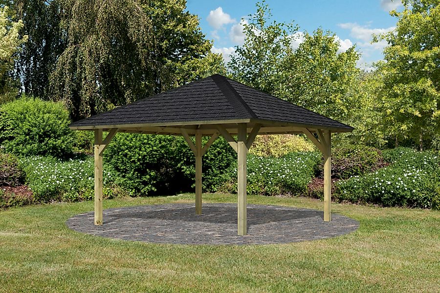 Karibu Pavillon "Holm 1", (Set), BxTxH: 431x431x315 cm, mit schwarzen Dachs günstig online kaufen