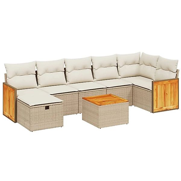 vidaXL 8-Tlg Garten-Sofagarnitur mit Kissen Beige Poly Rattan 3265755 günstig online kaufen