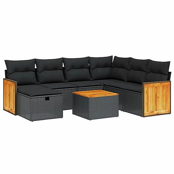 vidaXL 8-tlg Garten-Sofagarnitur mit Kissen Schwarz Poly Rattan Modell 120 günstig online kaufen