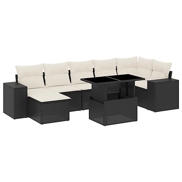 vidaXL 8-Tlg Garten-Sofagarnitur mit Kissen Schwarz Poly Rattan 3269316 günstig online kaufen