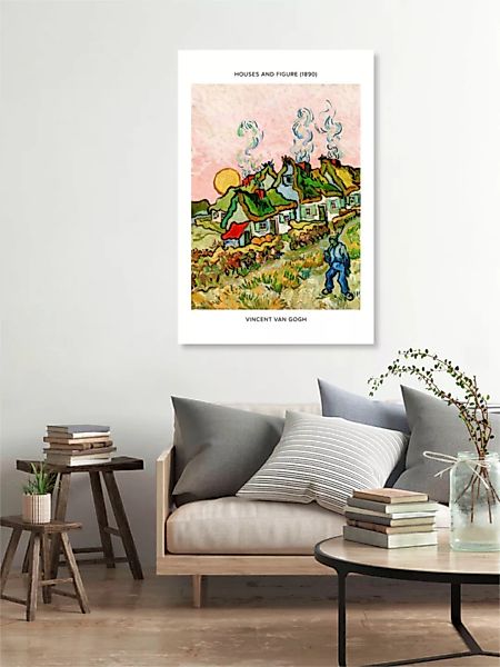 Poster / Leinwandbild - Vincent Van Gogh: Häuser Und Figur - Ausstellungspo günstig online kaufen