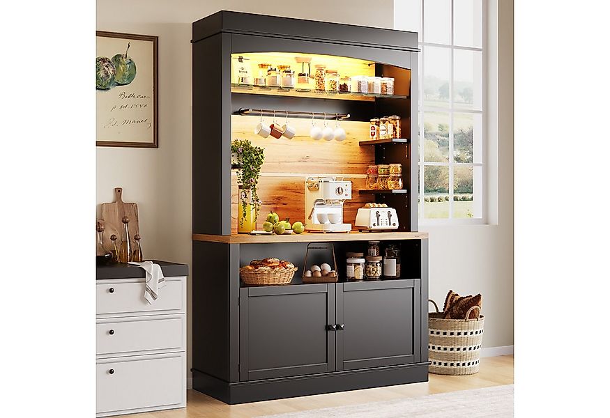 MODFU Hochschrank Küchenschrank,Vitrinenschrank,Buffetschrank (mit LED-Bele günstig online kaufen