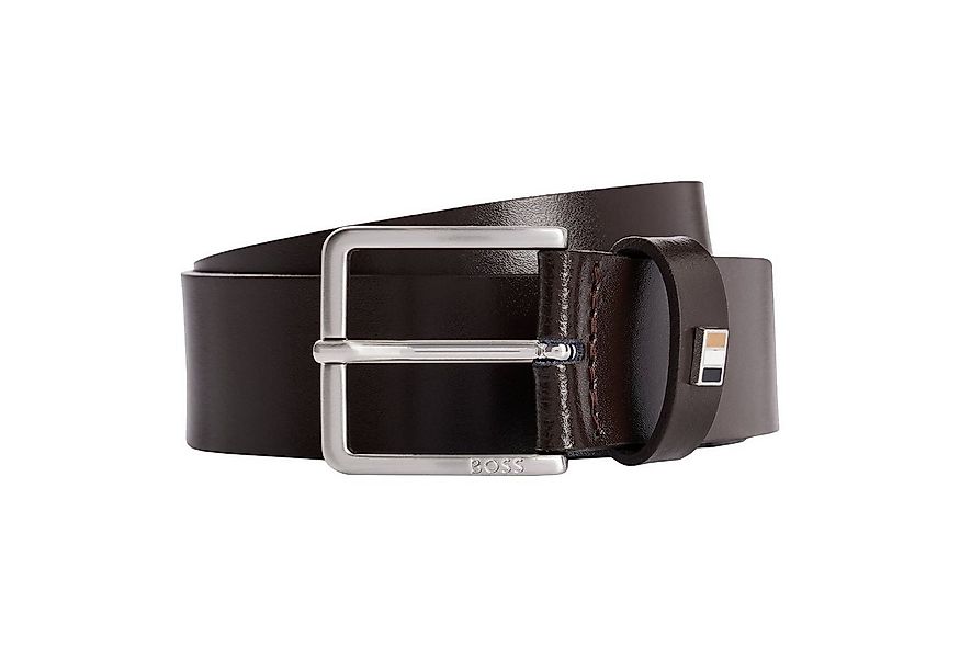 BOSS Ledergürtel Ther-Flag-E mit Dornschließe aus gebürstetem Metall günstig online kaufen