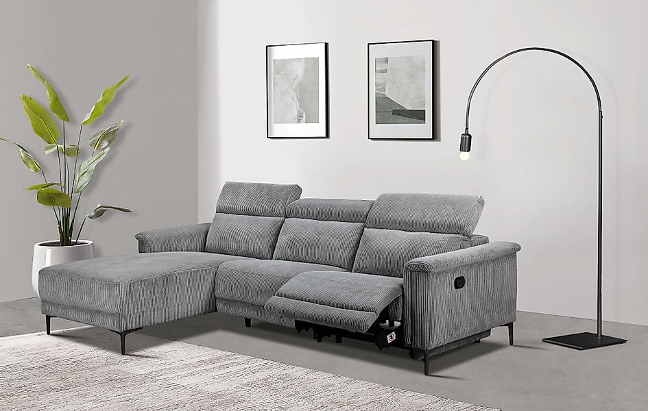 Places of Style Ecksofa »Lund in Cord, L-Form, 261 cm, manuelle und elektr. günstig online kaufen