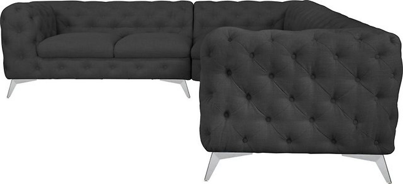 Leonique Chesterfield-Sofa "Ecksofa GLYNIS L-Form mit Wellenunterfederung, günstig online kaufen