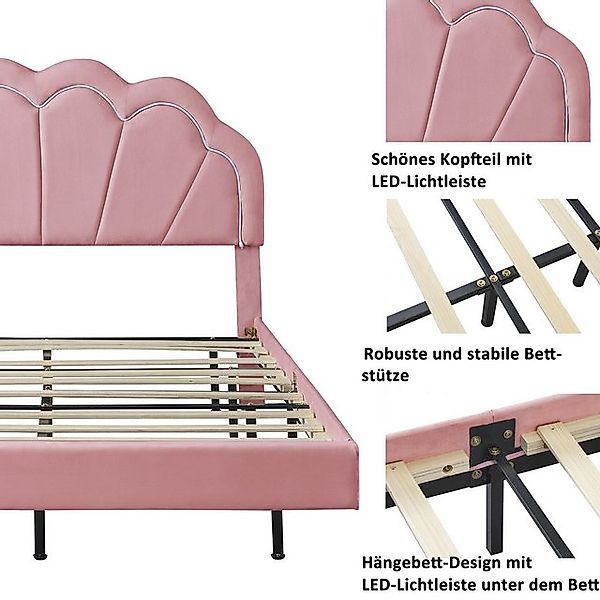 STILVORA Polsterbett 140x200 Kinderbett mit Matratze,Bettgestell mit LED-Le günstig online kaufen