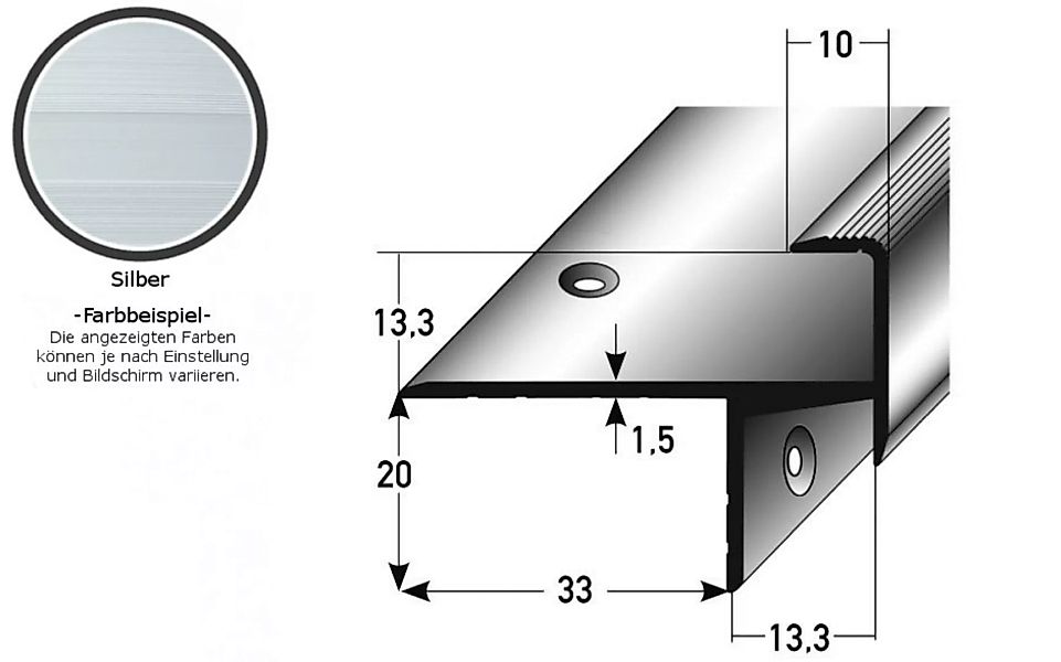 Laminat-Parkett-Treppenkante / Winkelprofil "Cardale", Einfasshöhe 13,3 mm, günstig online kaufen
