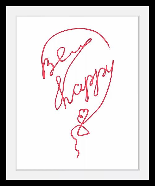 queence Bild "Be Happy", Schriftzug-Schriftzüge-Herz-Herzbilder-Motivations günstig online kaufen