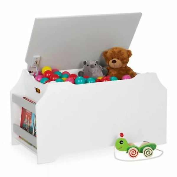 relaxdays Spielzeugtruhe mit Bücherfächern weiß/grau günstig online kaufen