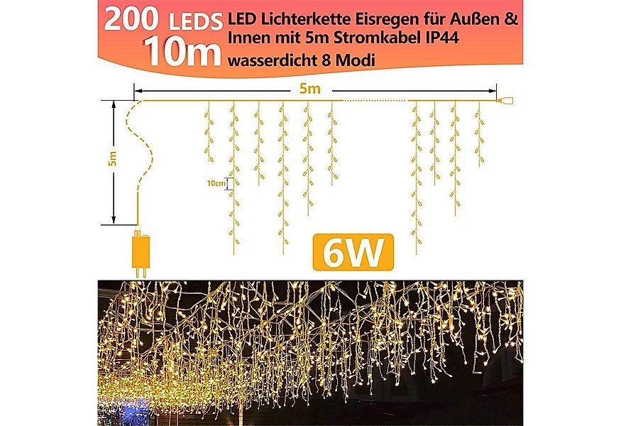 Clanmacy LED-Lichterkette LED Eisregen Eiszapfen Lichterkette Schneefall We günstig online kaufen