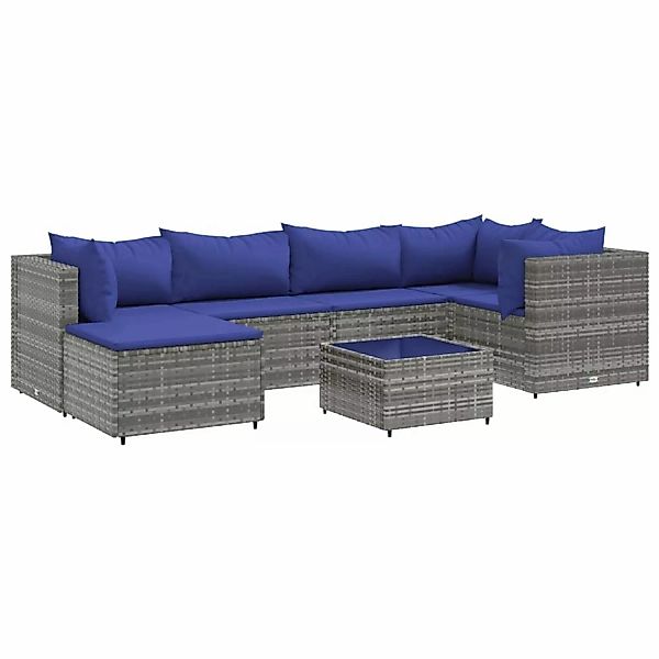 vidaXL 7-tlg Garten-Lounge-Set mit Kissen Grau Poly Rattan Modell 91 günstig online kaufen