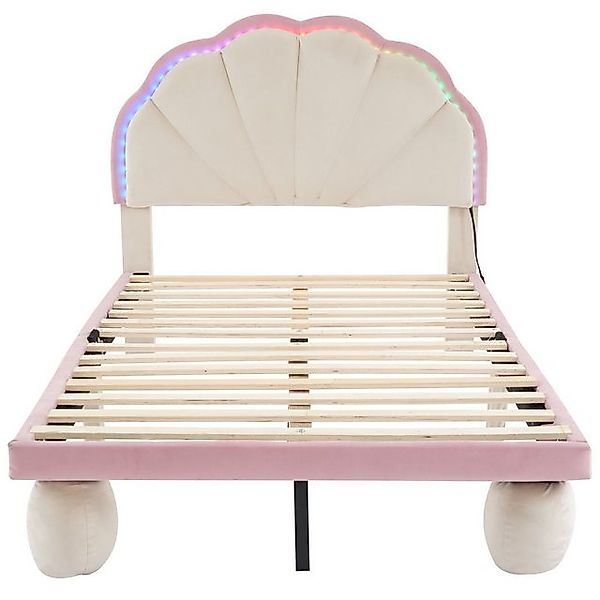 Gotagee Polsterbett LED 90x200cm Kinderbett mit Holzlatten Einzelbett Samt günstig online kaufen