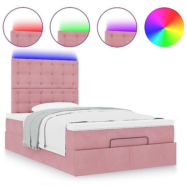 vidaXL Bett Ottoman-Bett mit Matratzen & LEDs Rosa 120x190 cm Samt günstig online kaufen